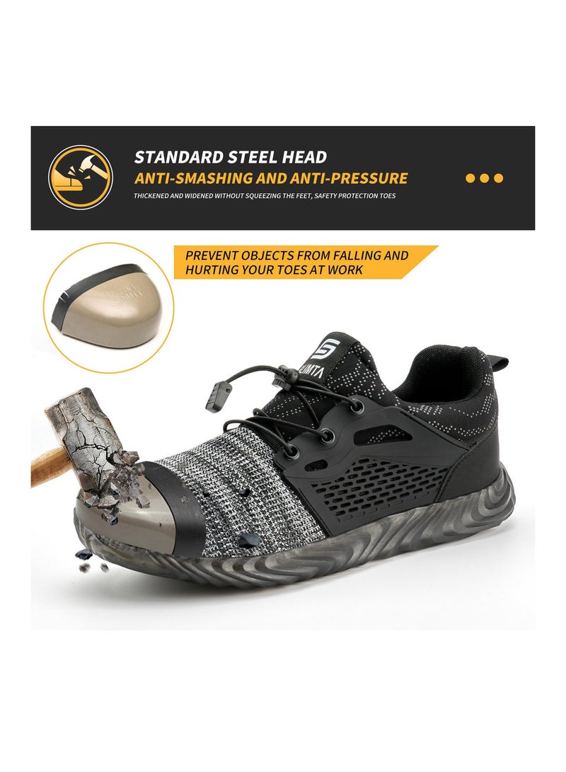 SLIMTA Men Women Safety Shoes Non-Slip Steel Toe Cap Trainers Mesh Breathable Lightweight Comfortable Puncture Proof Industrial Shoes - Image 2